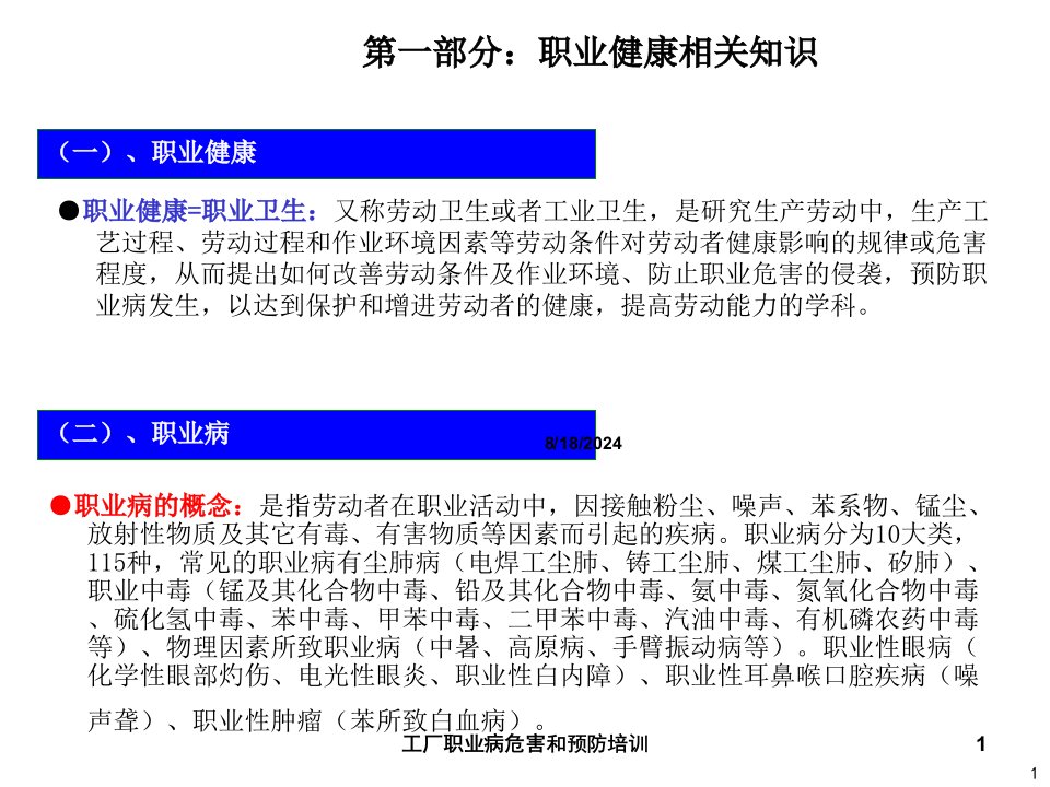 2021年2021年度工厂职业病危害和预防培训讲义