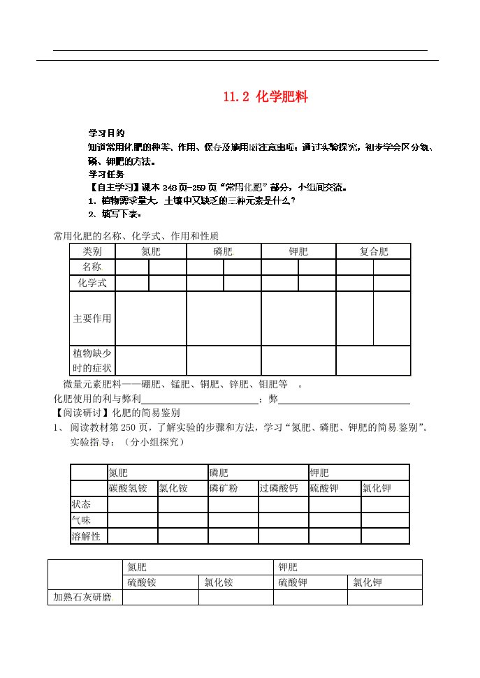 内蒙古鄂尔多斯市达拉特旗第十一中学九年级化学下册