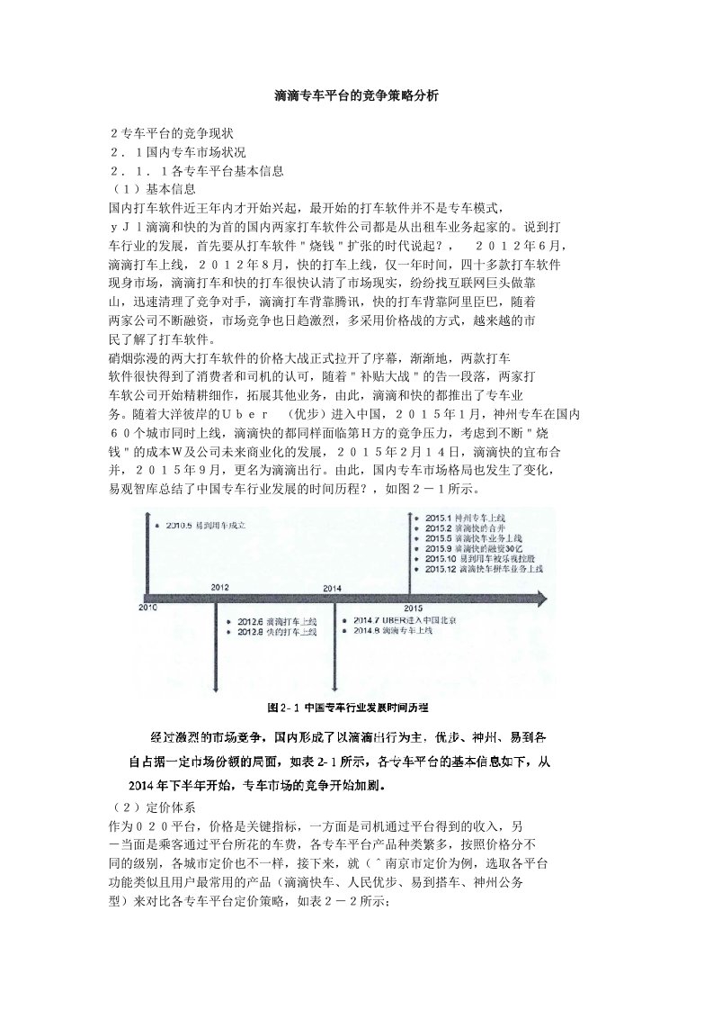 滴滴专车平台的竞争策略分析