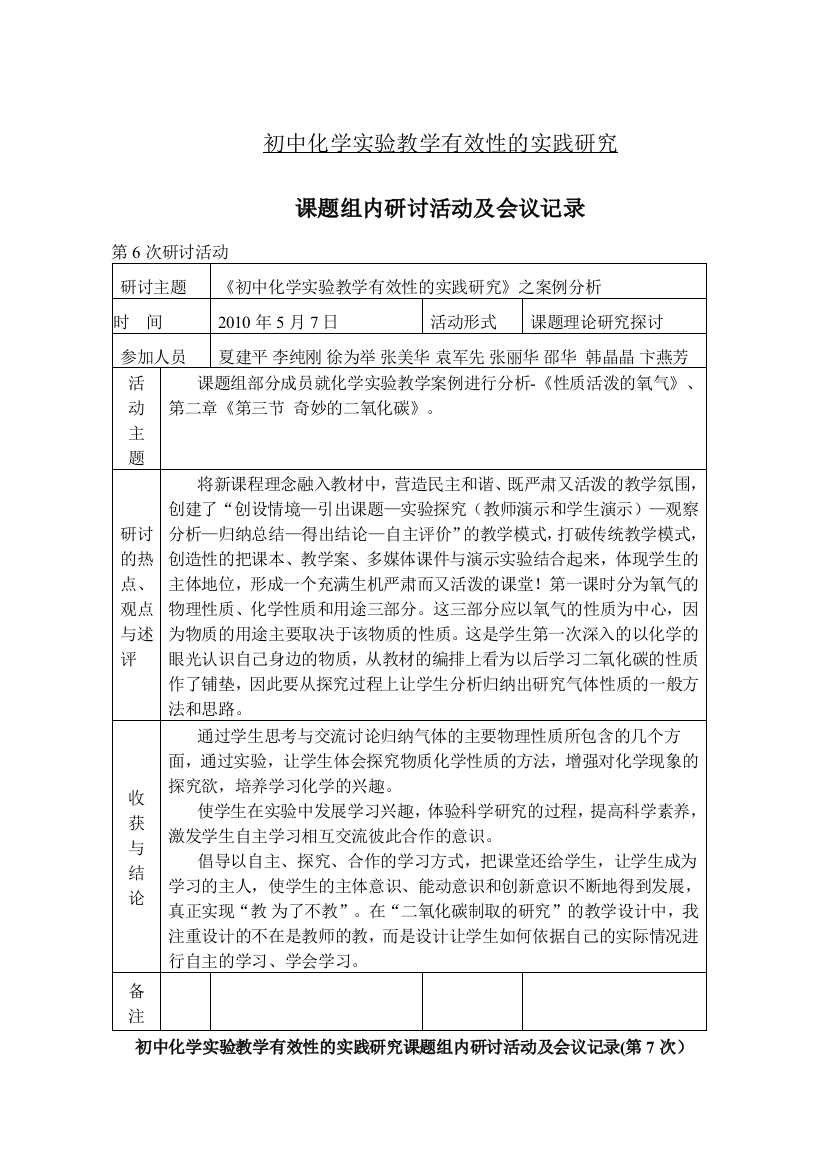 实验教学专题会议记录