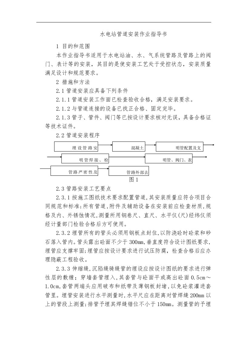 水电站管道安装作业指导书