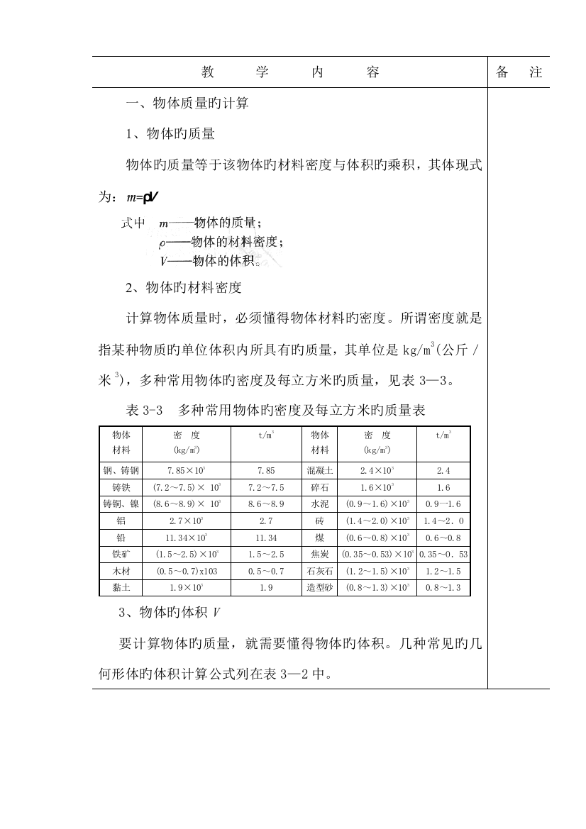 物体质量的计算方法