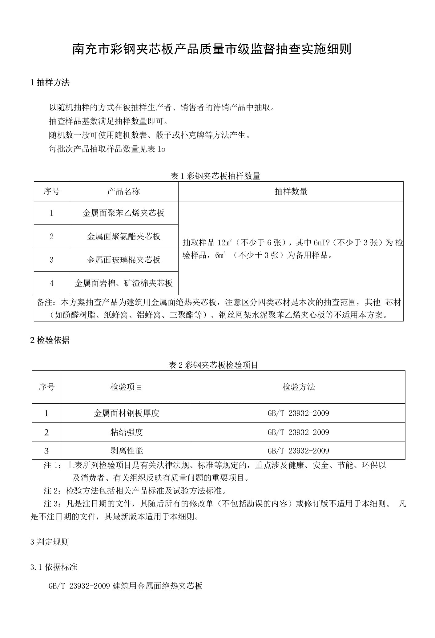 南充市彩钢夹芯板产品质量市级监督抽查实施细则