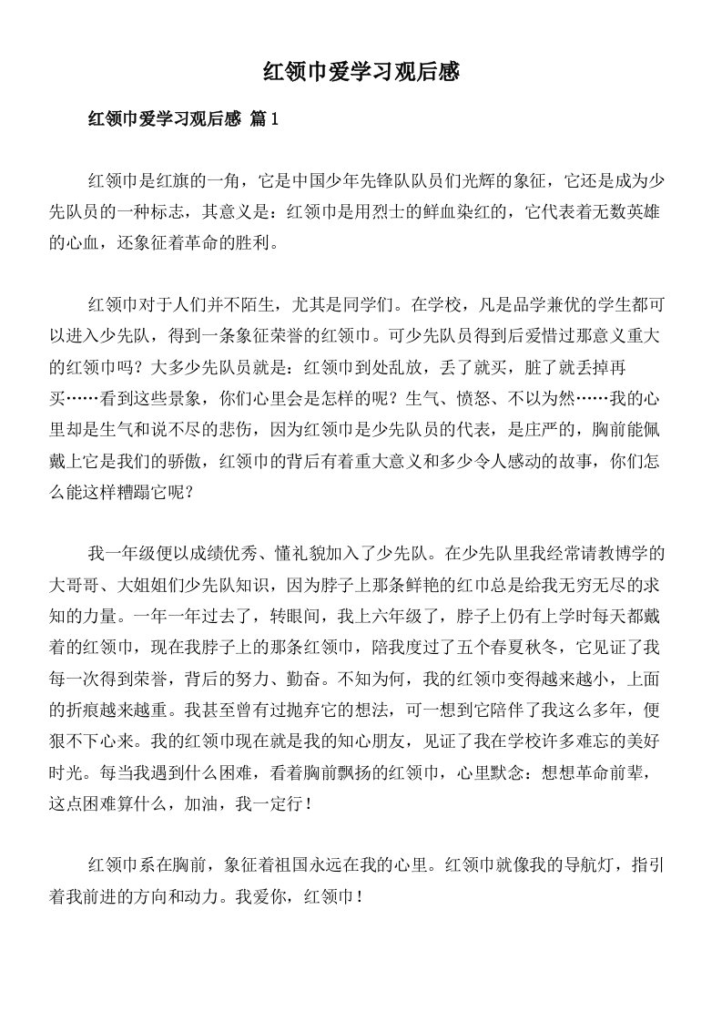 红领巾爱学习观后感