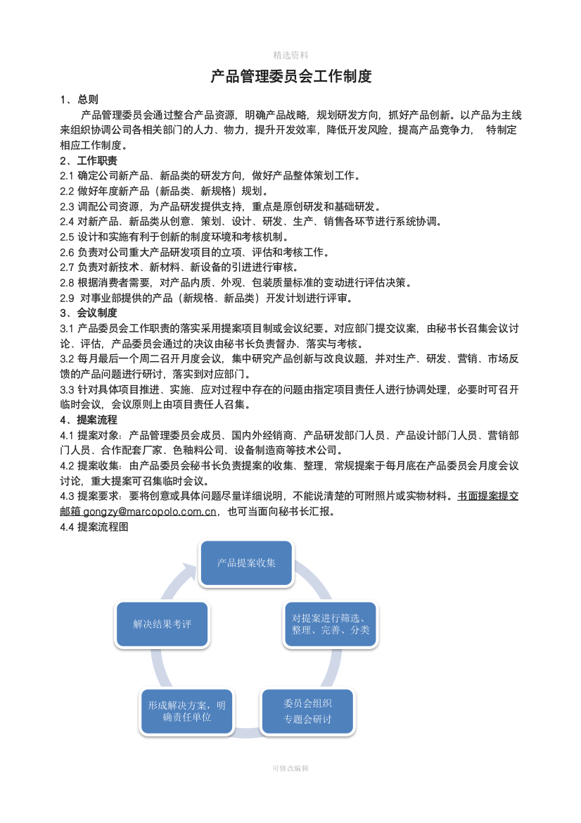 2015年产品委员会工作制度