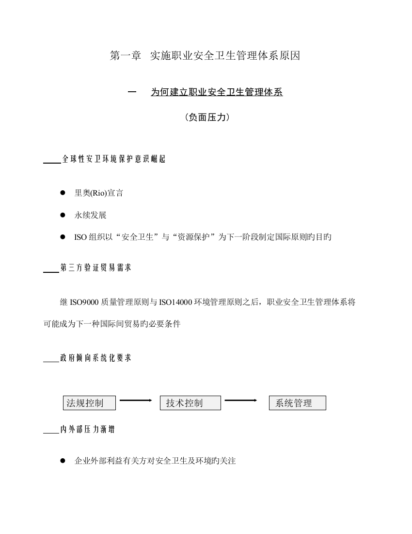 职业安全卫生管理体系实施因素