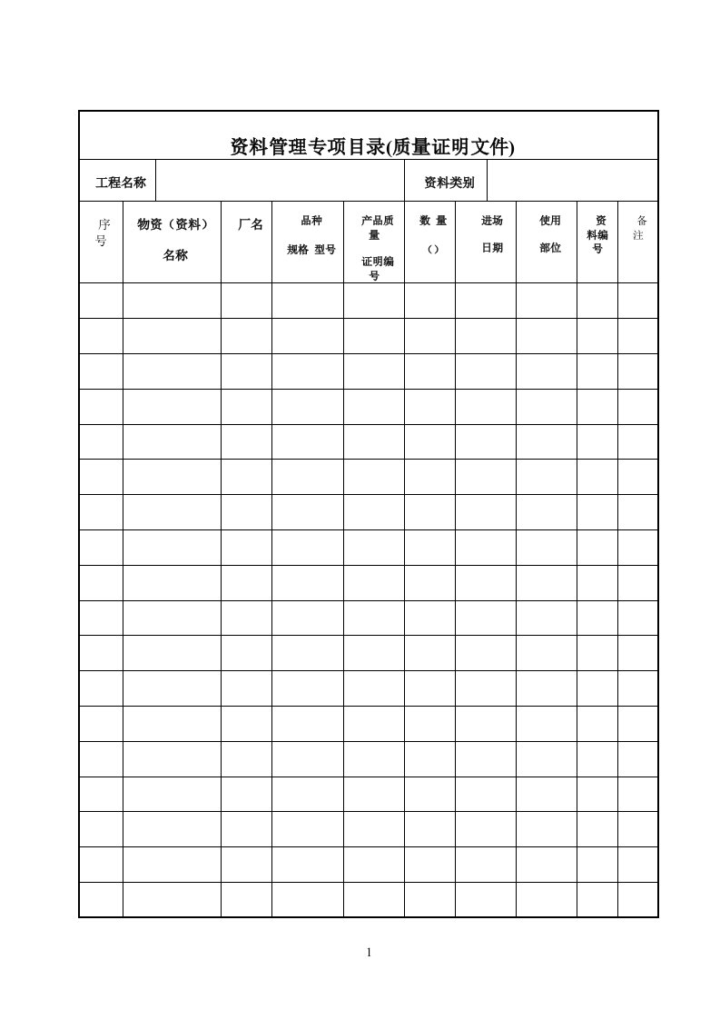 北京市资料管理规程表格