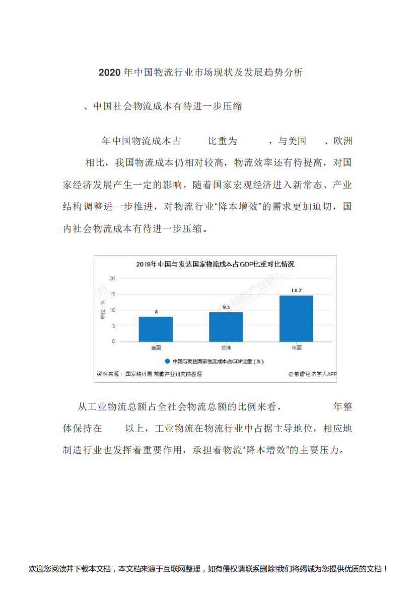 年中国物流行业市场现状及发展趋势分析6