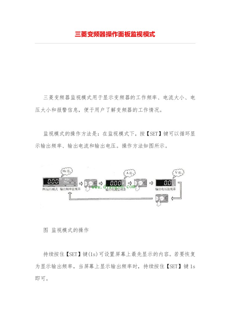 三菱变频器操作面板监视模式