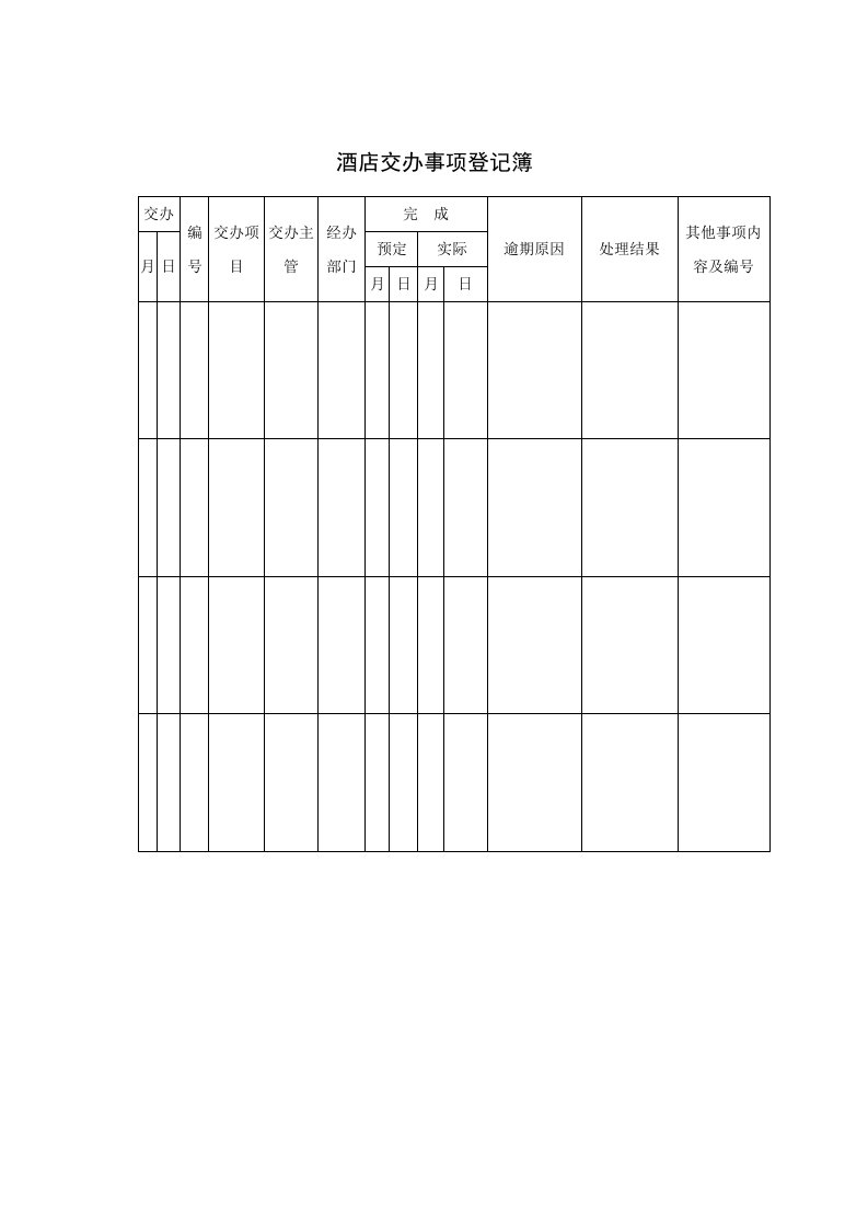 酒类资料-酒店交办事项登记簿