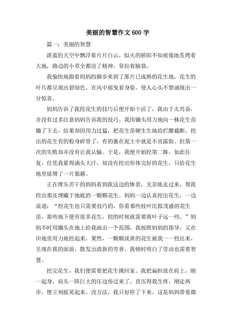 美丽的智慧作文600字