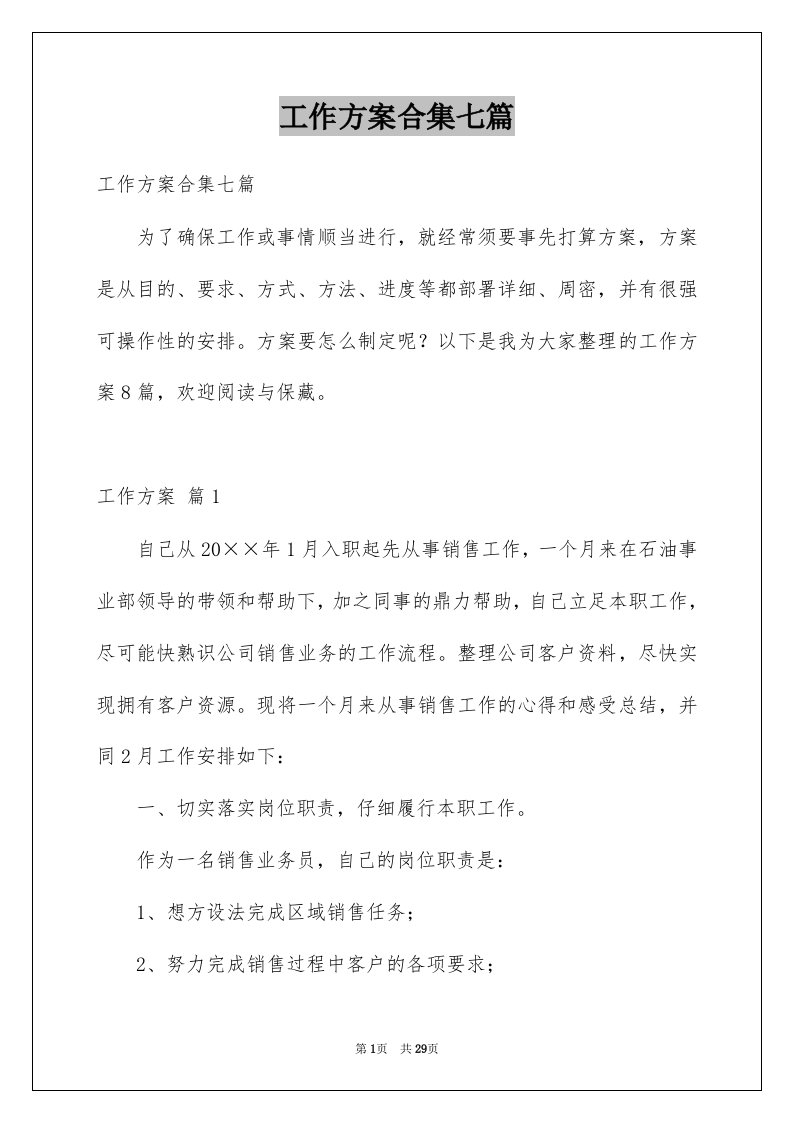 工作方案合集七篇汇总