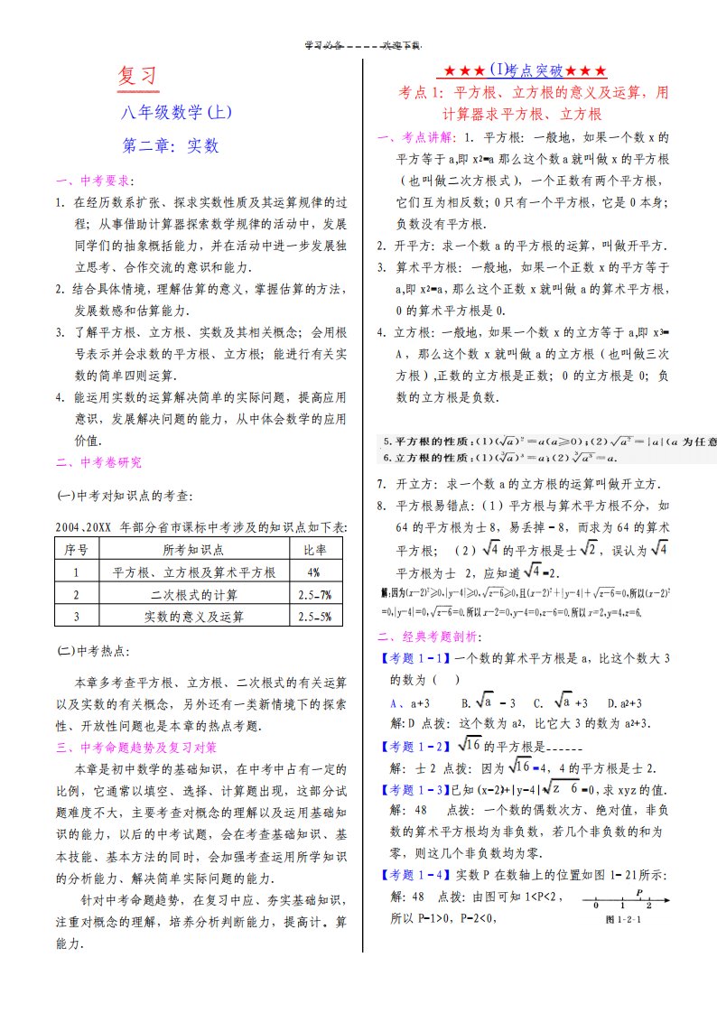 初二数学上学期第二章实数试题