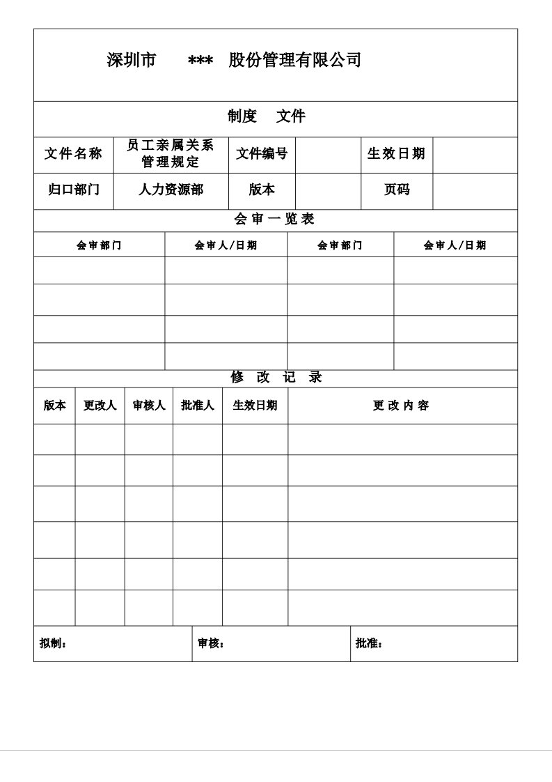 员工亲属关系管理规定