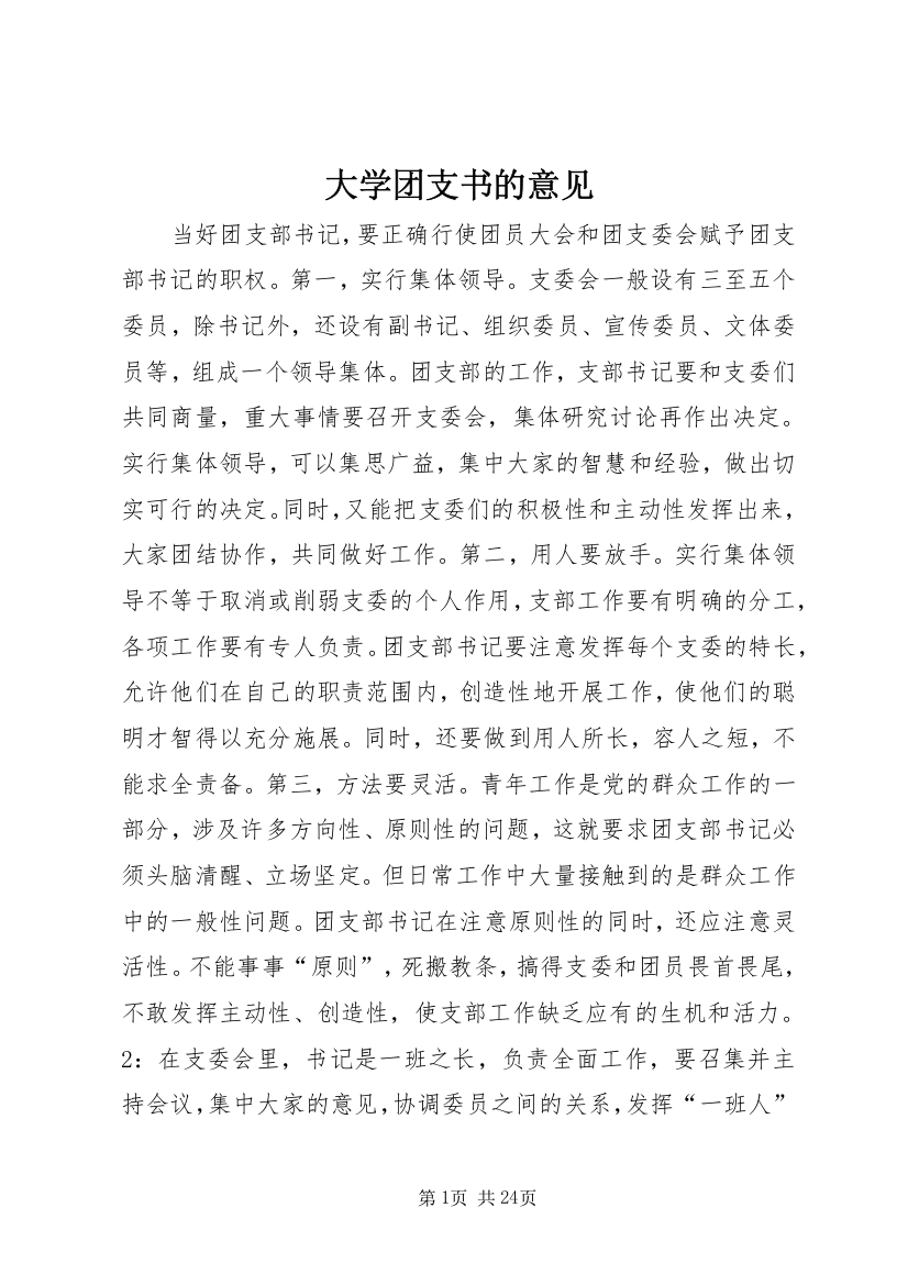 大学团支书的意见