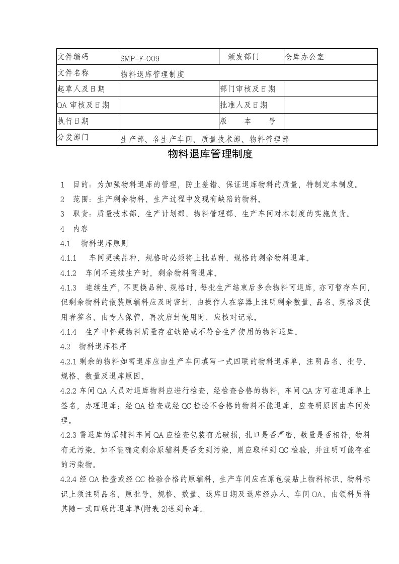 smp-f-009物料退库管理制度