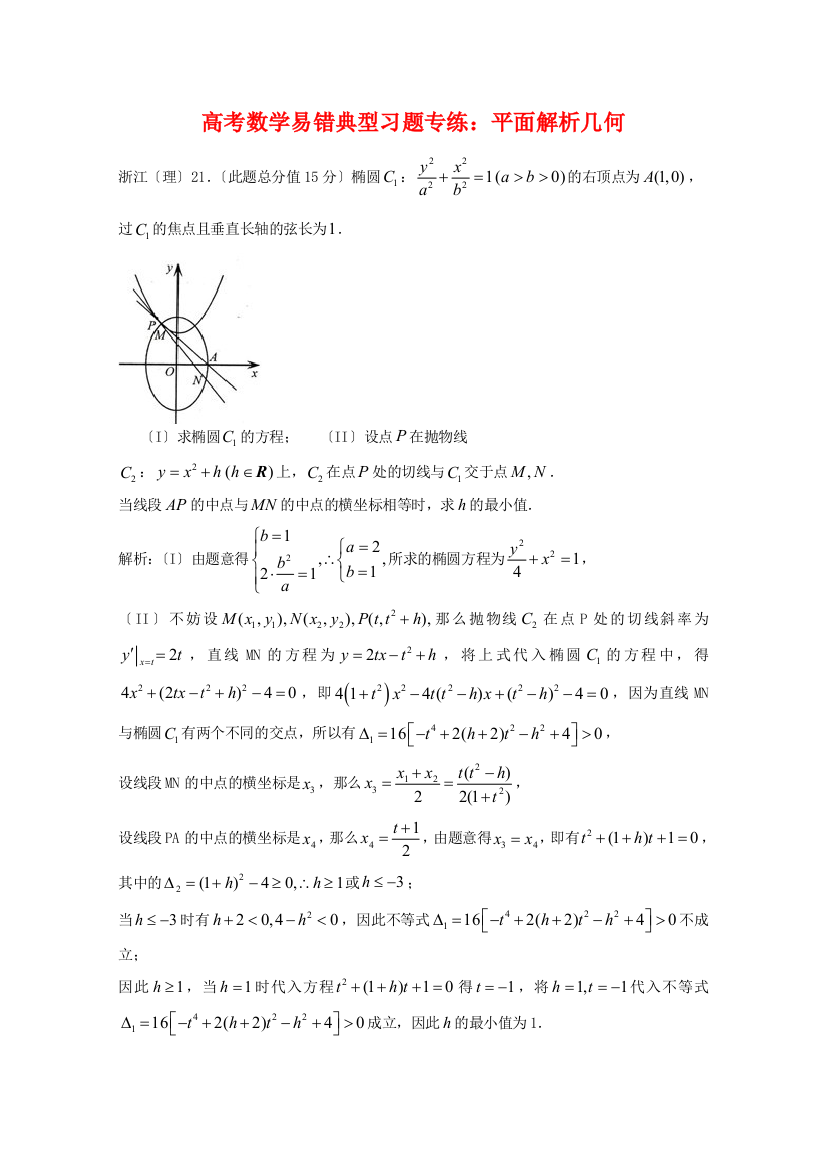 （整理版）高考数学易错典型习题专练平面解析几何