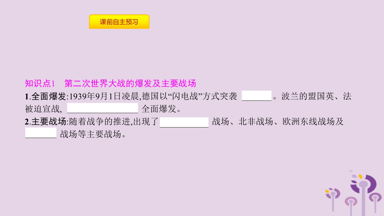 春九年级历史下册第四单元经济大危机和第二次世界大战第15课第二次世界大战课件新人教版