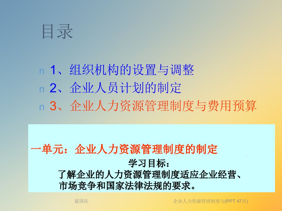 企业人力资源管理制度与PPT47页课件