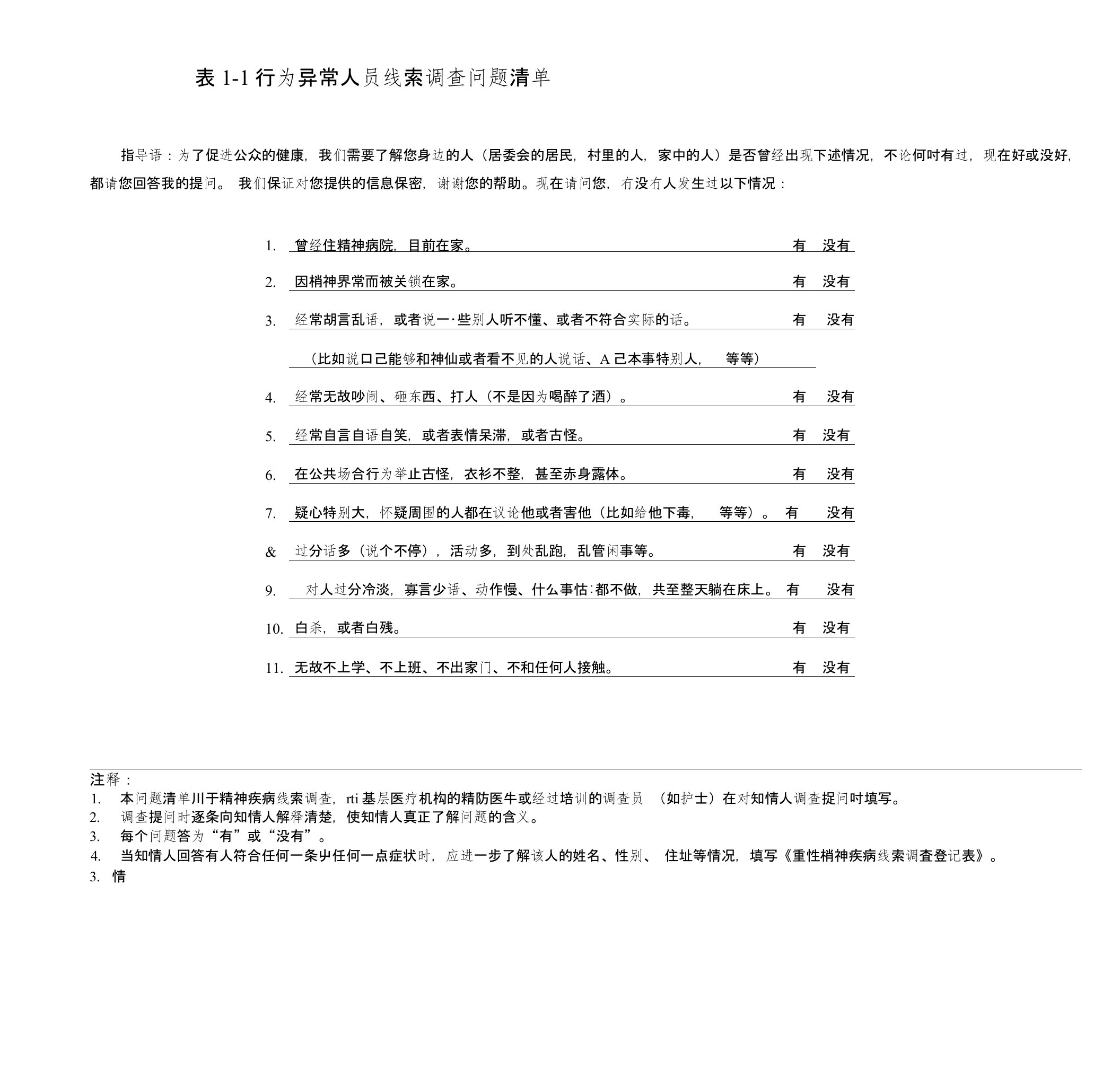 重性精神病线索调查及登记表[1]