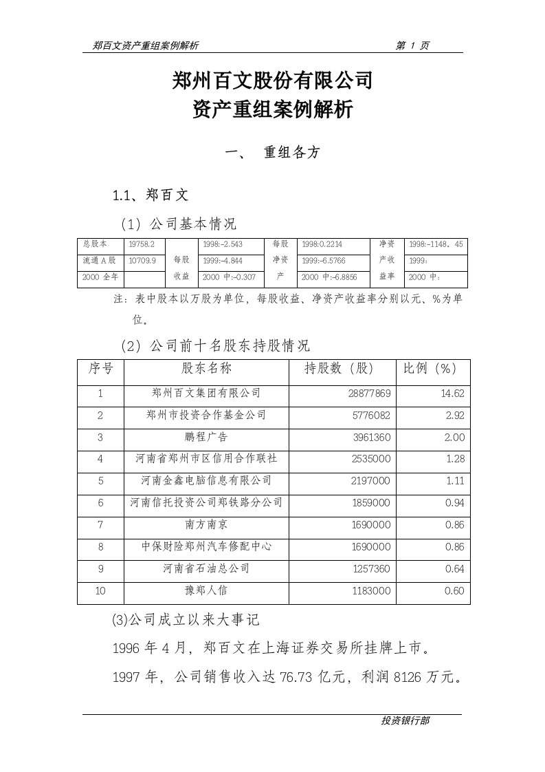 郑州百文股份有限公司案例评析