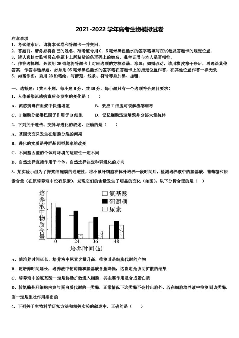 2022届广东省广州市广东第二师范学院番禺中高三冲刺模拟生物试卷含解析