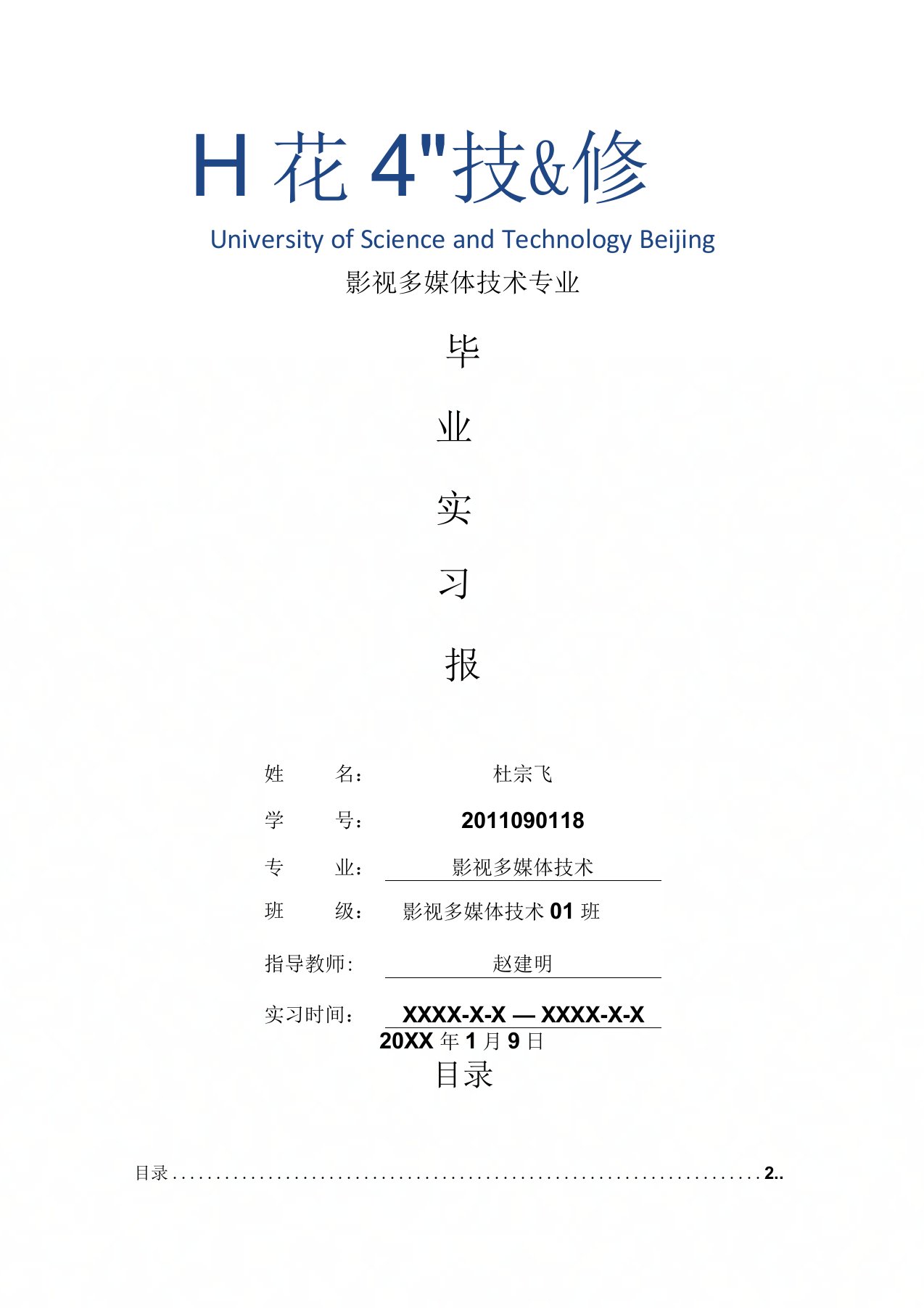 影视多媒体技术专业毕业实习报告范文