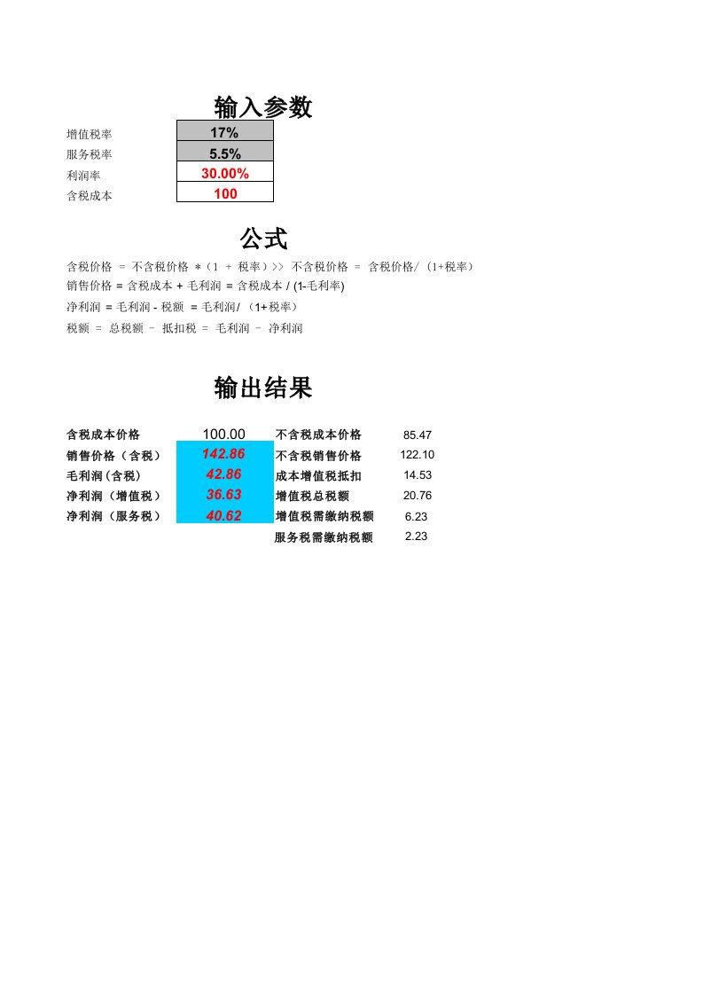 项目报价利润率计算公式