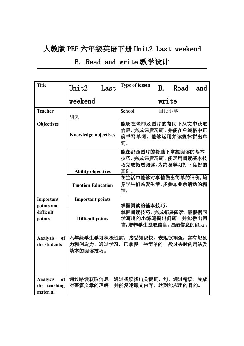 英语人教版六年级下册Unit