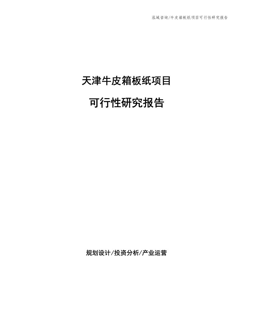 天津牛皮箱板纸项目可行性研究报告（参考模板）