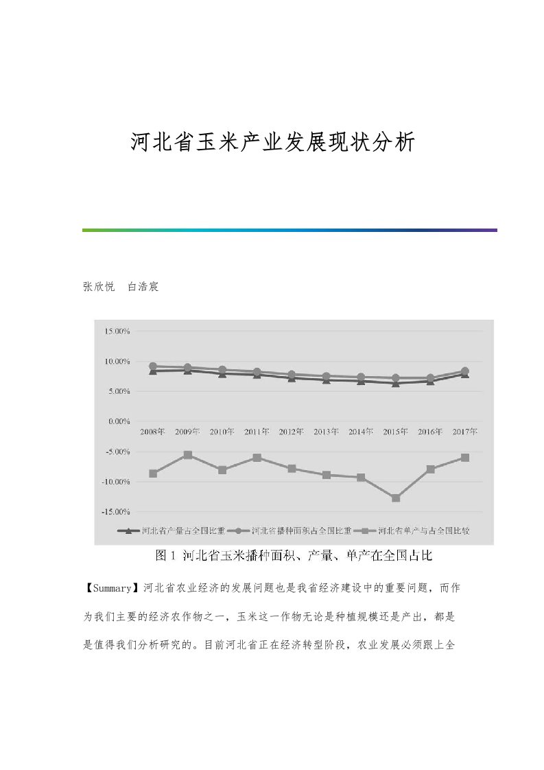 河北省玉米产业发展现状分析