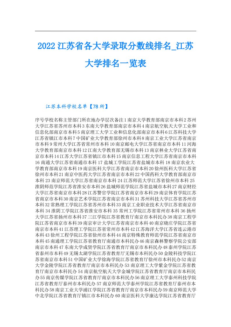 江苏省各大学录取分数线排名_江苏大学排名一览表