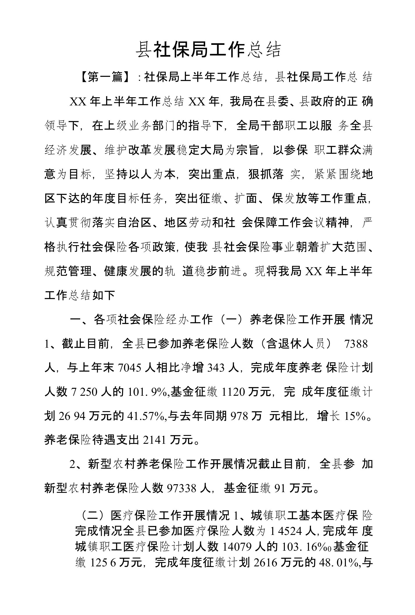 县社保局工作总结