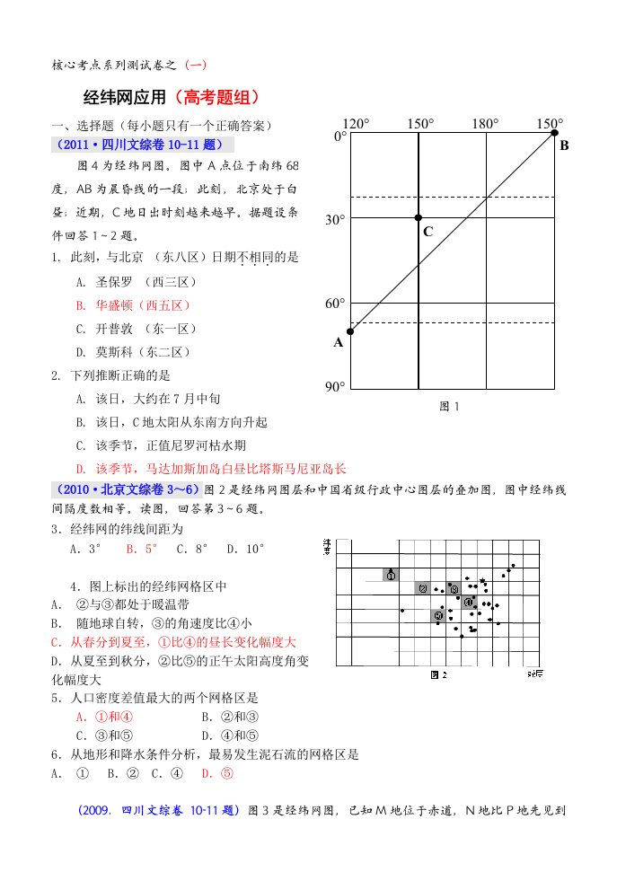 经纬网的应用(高考题组)董丽娥