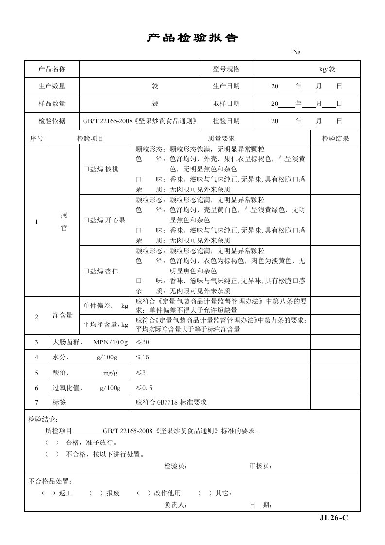 食品检验报告