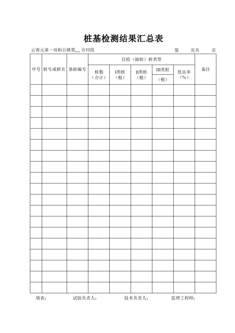 建筑工程-桩基检测结果汇总表