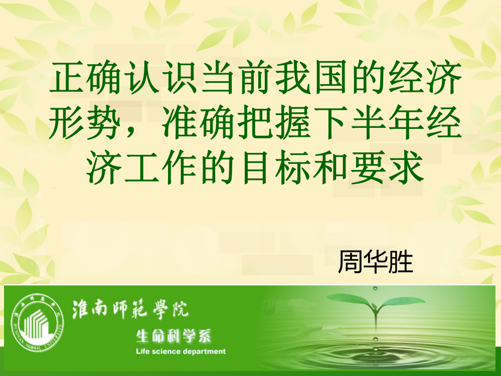 正确认识当前我国的经济形势-准确把握下半年经济工作的目标和要求