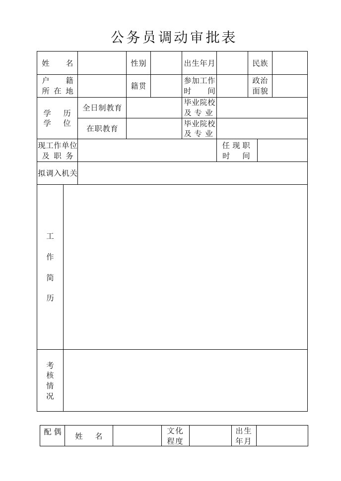 公务员人事调动表