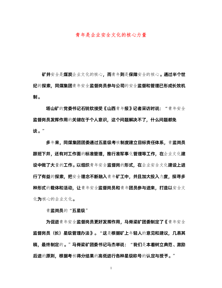 2022《安全文化》之青年是企业安全文化的核心力量