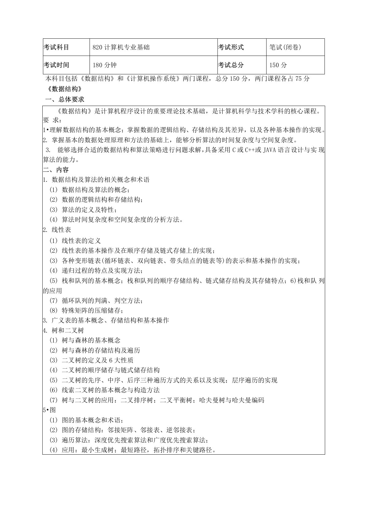 电子科技大学820考研大纲