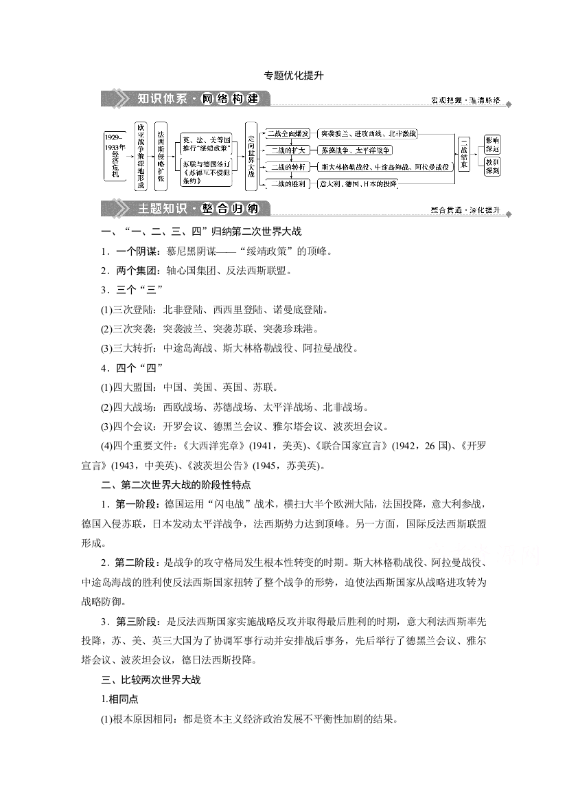 2019-2020学年历史人民版选修3学案：专题三