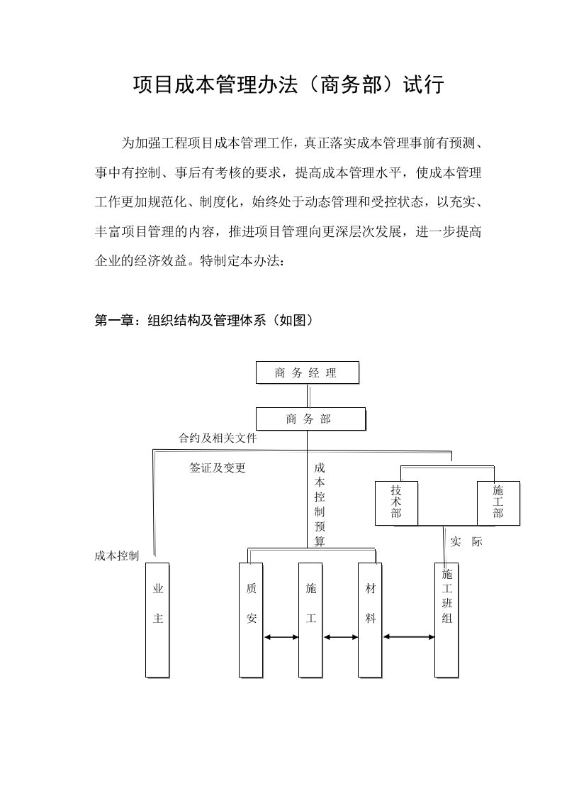 项目成本管理办法(文档及各流程图)