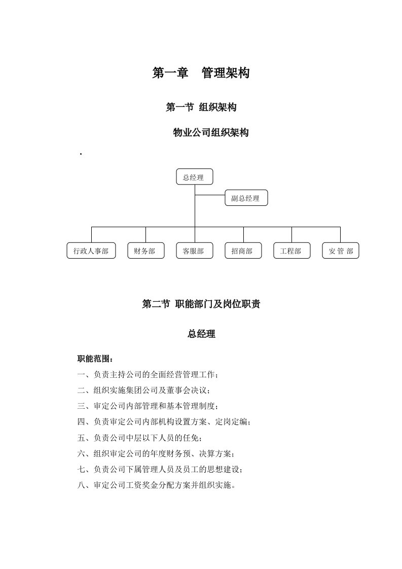 公司职能部门及岗位职责