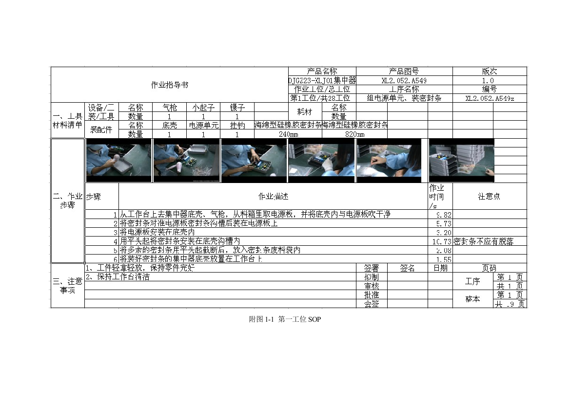 本科毕业设计--飞兆国际企业装配车间作业现场sop设计附图