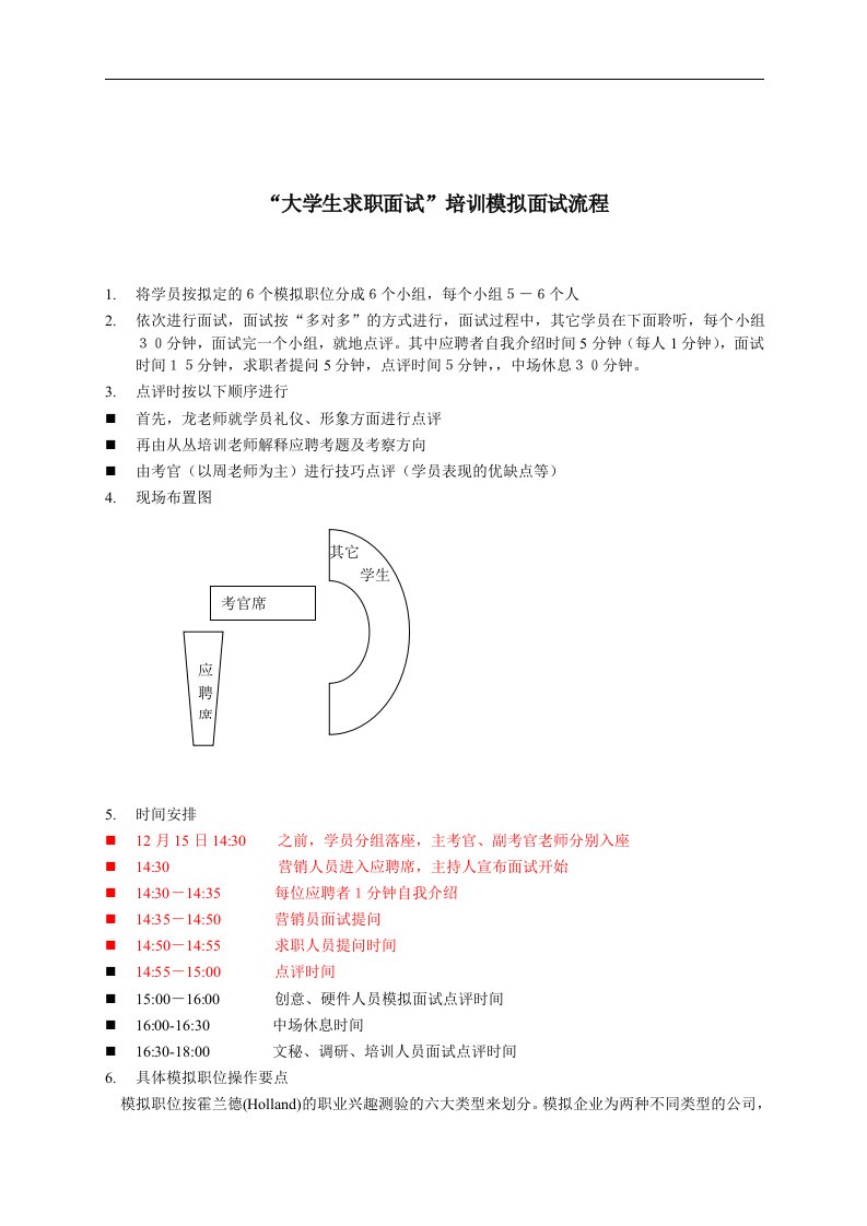 【管理精品】大学生求职与面试模拟招聘流程要点