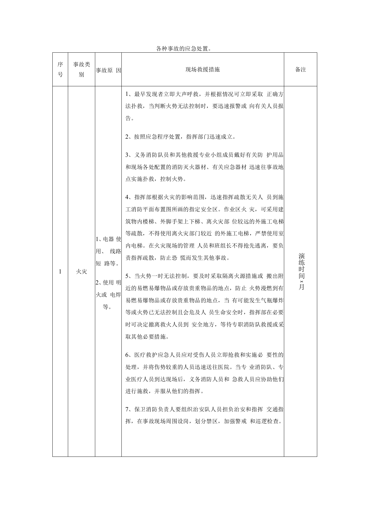 各种事故的应急处置