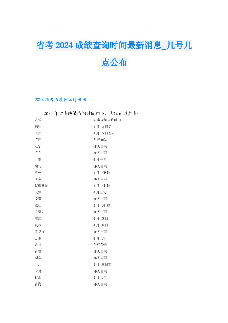 省考2024成绩查询时间最新消息_几号几点公布