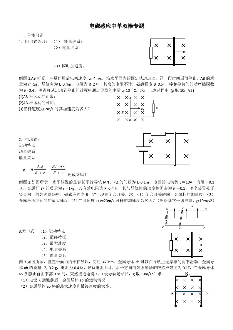 电磁感应单棒双棒专题