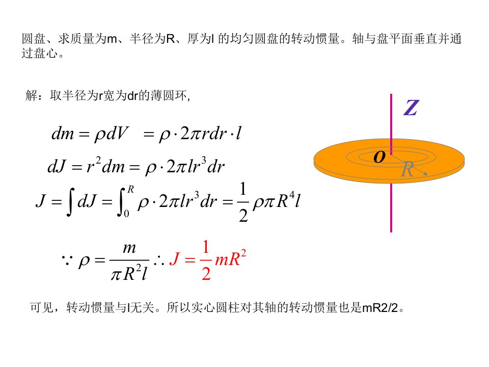 空心圆柱体转动惯量计算