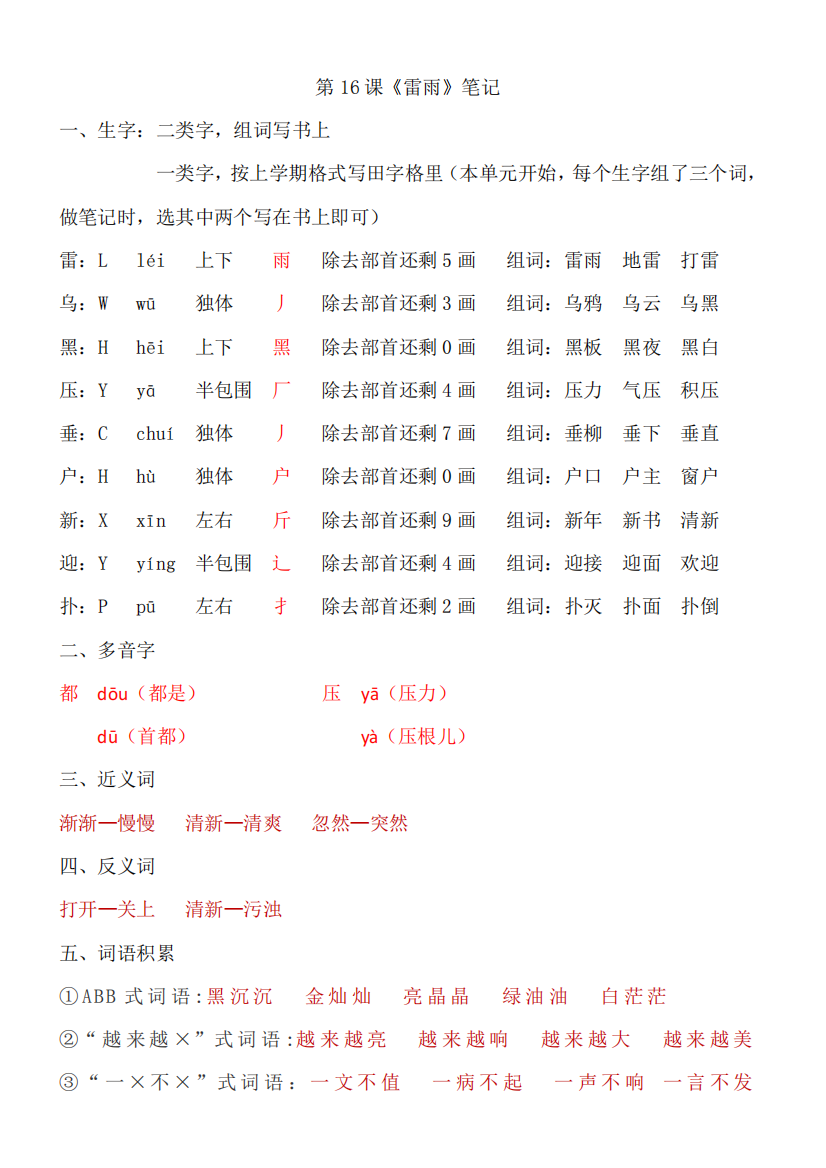 16《雷雨》必备知识点